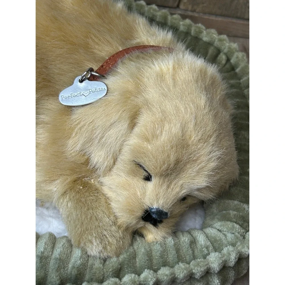 Perfect Petzzz Golden Retriever Realistic Sleeping Breathing Puppy Plush w/ Bed